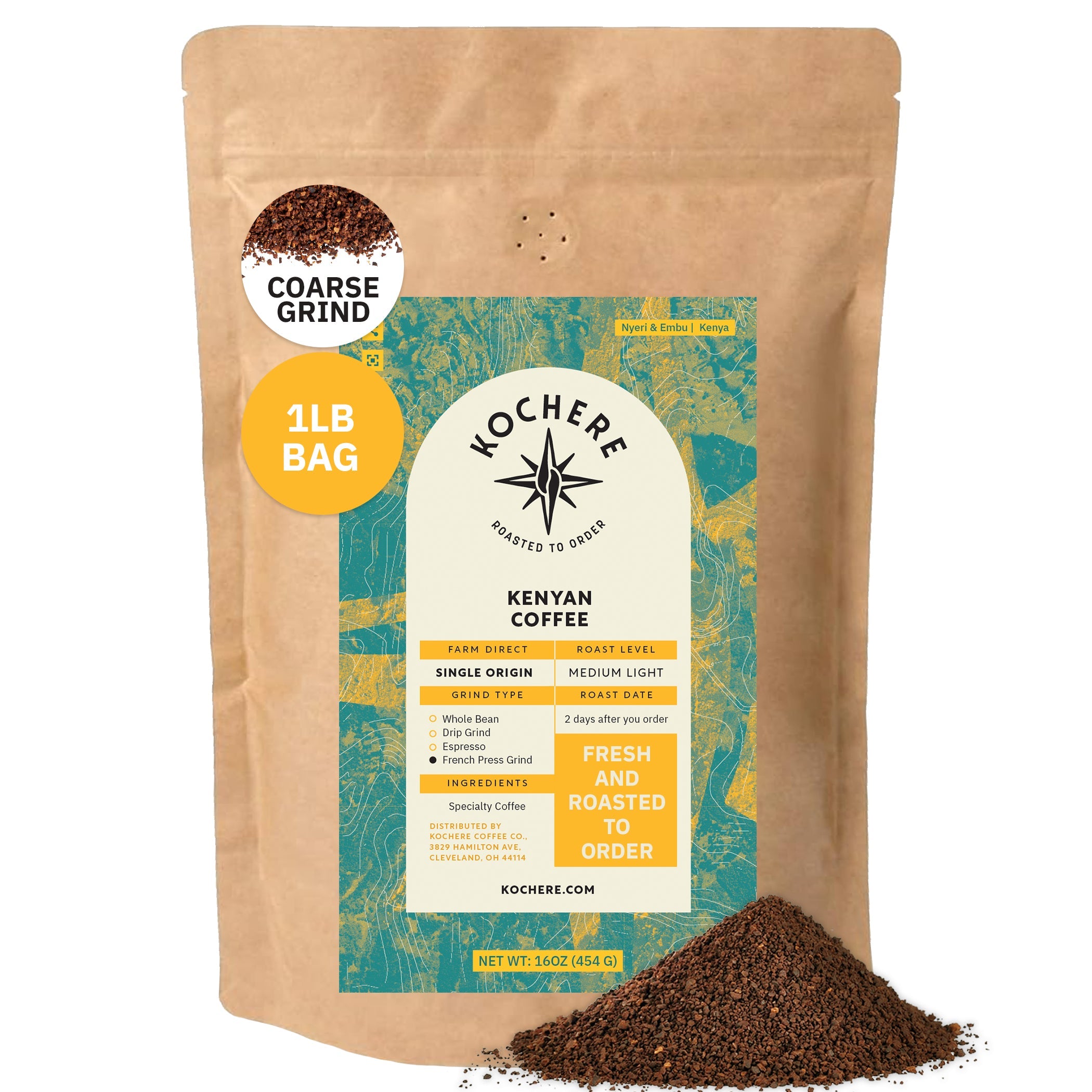 Kochere Coffee Kenyan Nyeri Embu AB Medium-Light Roast - Fruity, Balanced, Bright Cup