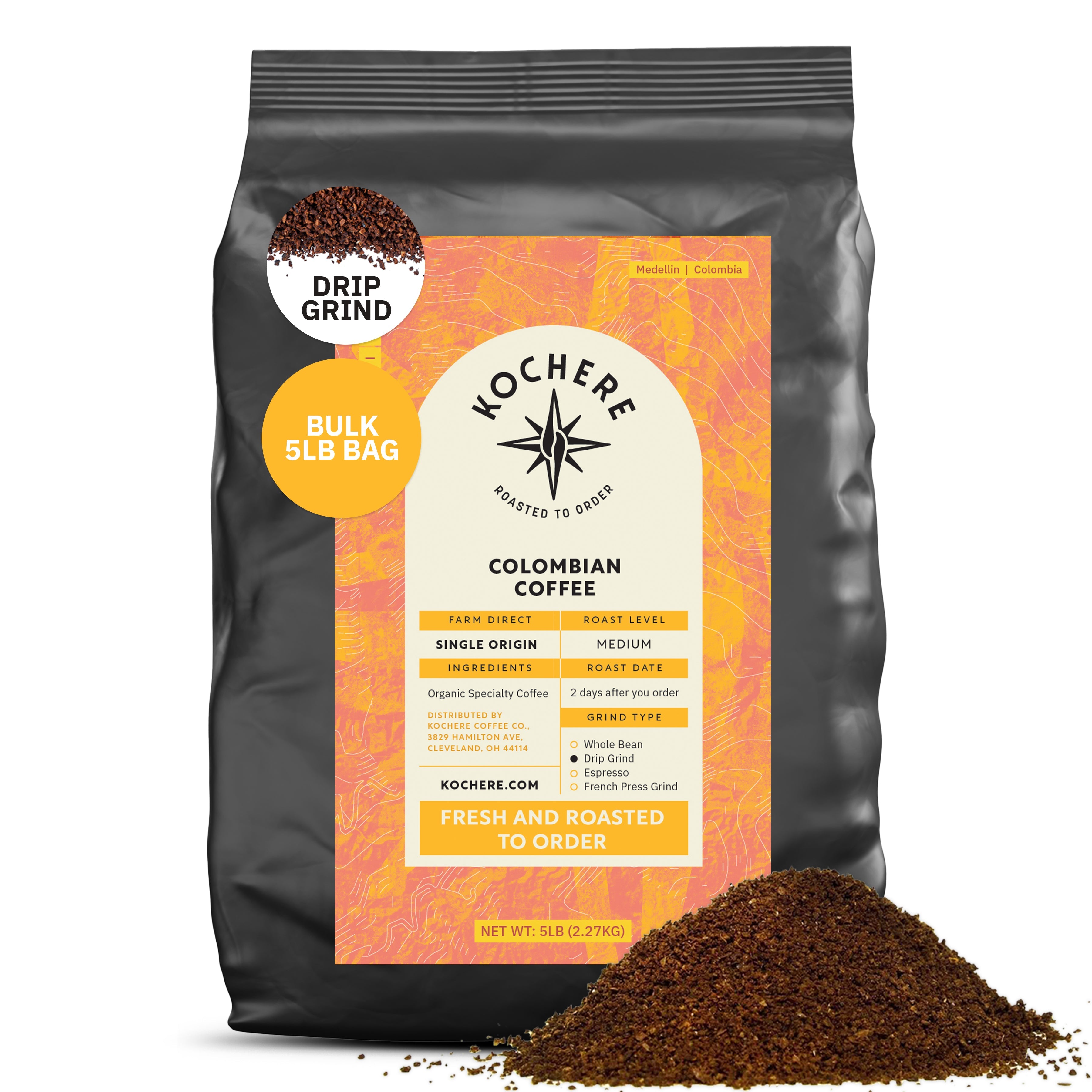 Kochere Coffee Colombian Medellin Single Origin Medium Roast - Dried Orange, Berry Notes