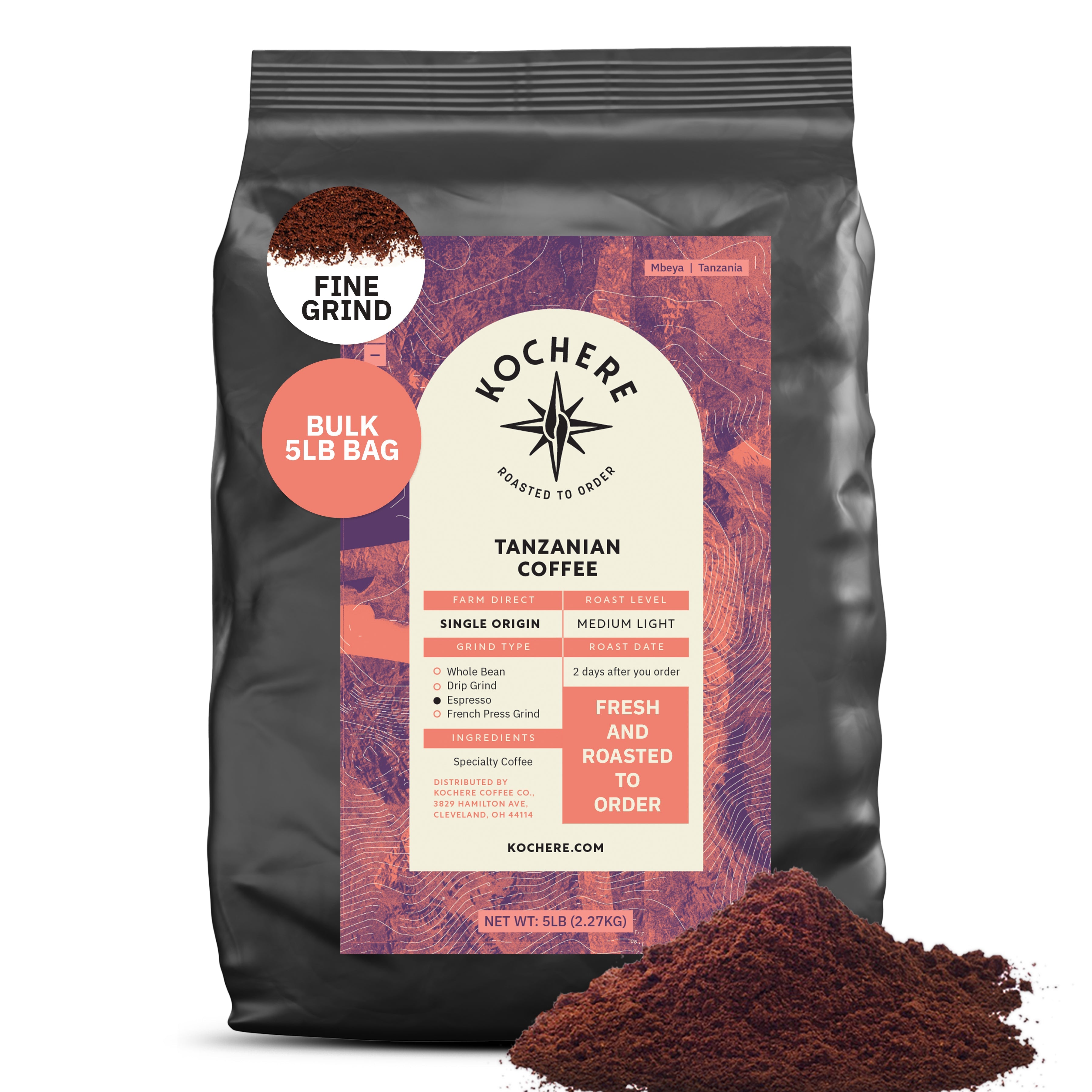 Kochere Coffee Tanzanian Mbeya AB Medium-Light Roast - Pear, Floral, Jasmine Notes