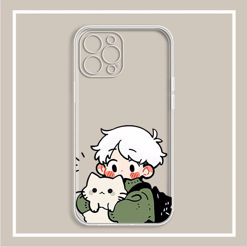 Girls Boys Couple Phone Case For IPhone 13 12 11 14 15 Pro XS MAX 7 8 Plus Mini X XR SE2 Cute Cartoon Cell Phone Cases Covers