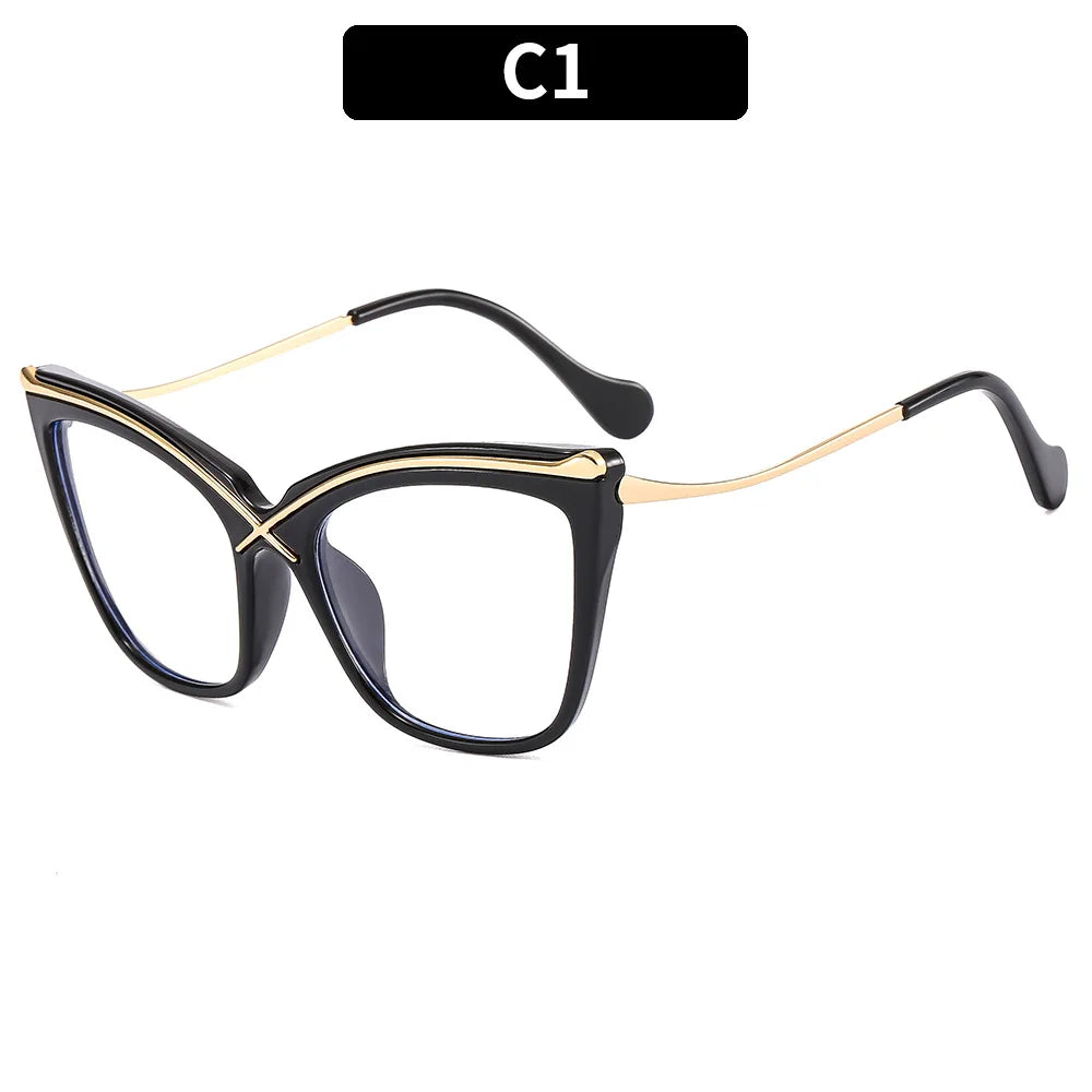 New Fashion Retro Anti Blue Light Cat Eye Glasses For Women Vintage Ladies Clear Computer Reding Eyeglasses Trending Wholesale