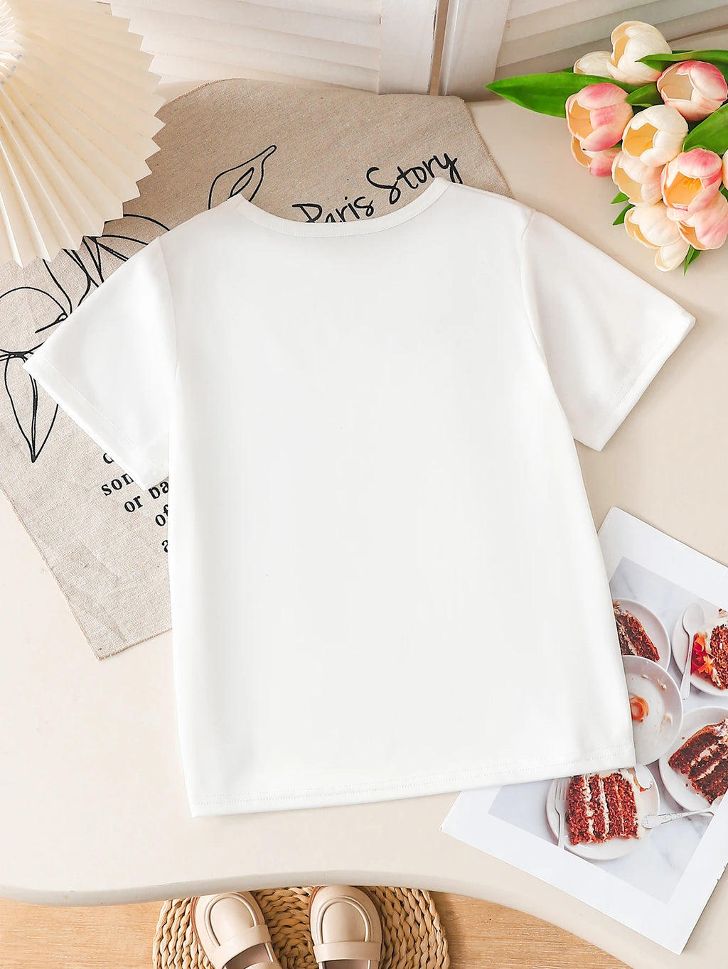 Girls K-POP Idol Group Print Short Sleeve T-Shirt Cute Cartoon Graphic Tee Kids Summer Casual Top