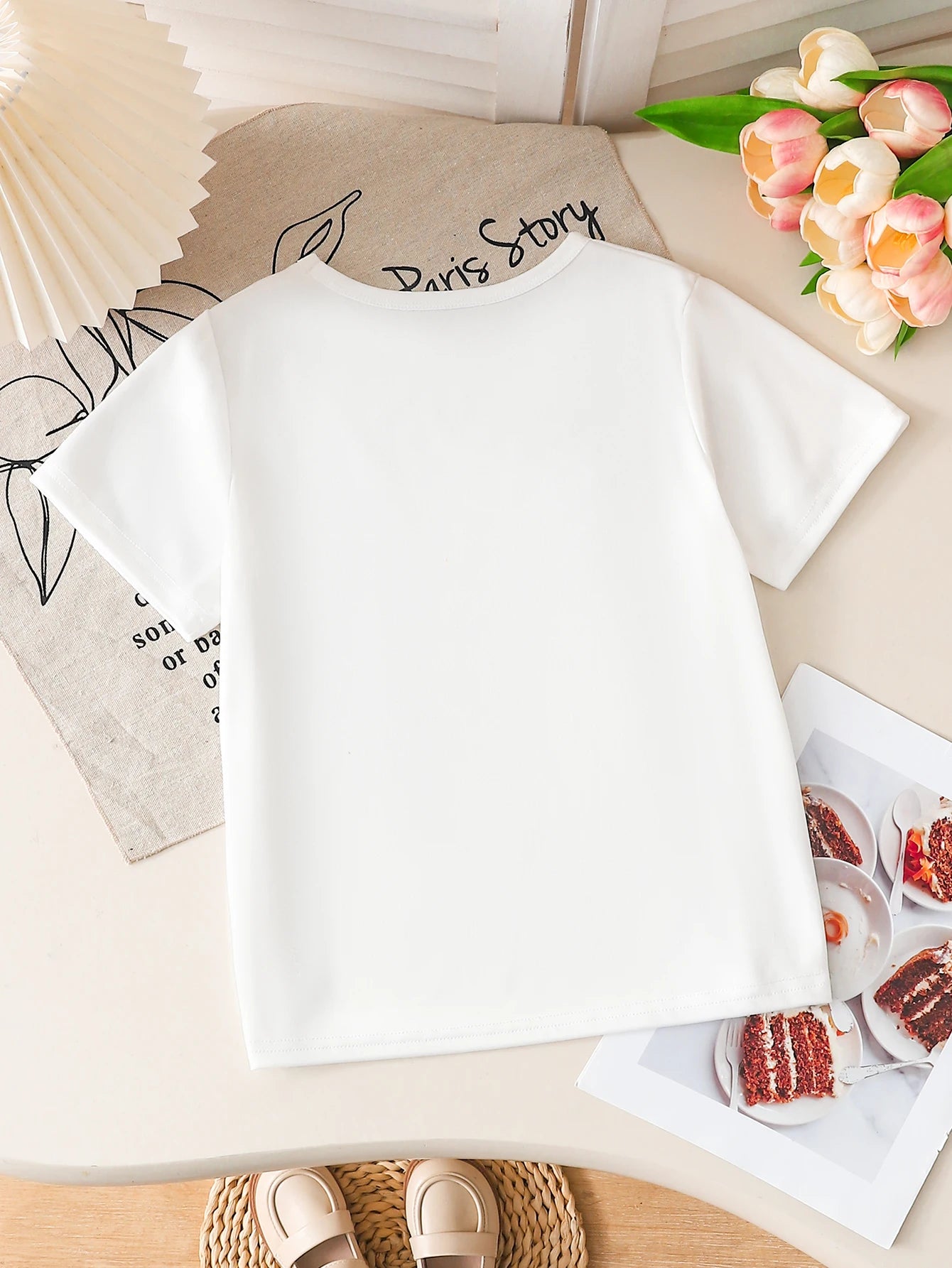 Girls K-POP Idol Group Print Short Sleeve T-Shirt Cute Cartoon Graphic Tee Kids Summer Casual Top