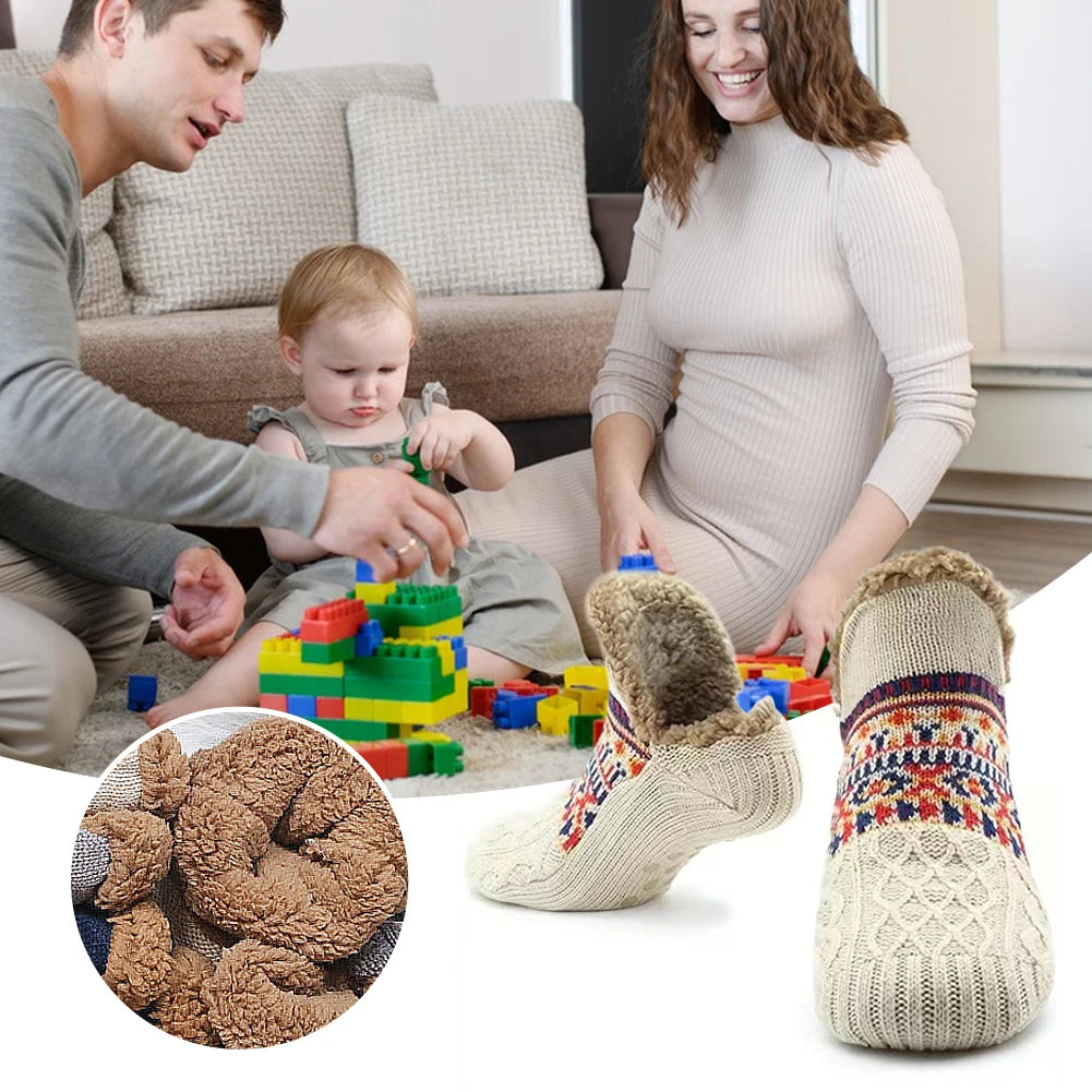 Men Women Winter Indoor Home Slippers Socks Non Slip Thick Thermal Socks Warm Thermal Slipper Socks Soft for Christmas