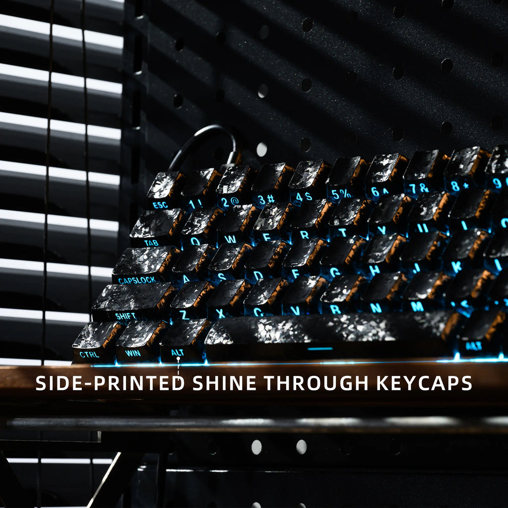 XVX White Forged Carbon Keycaps Side Print PBT Shine Through Key Cap Cherry Profile for 61/68/87/100 Keyboard 140 Keys