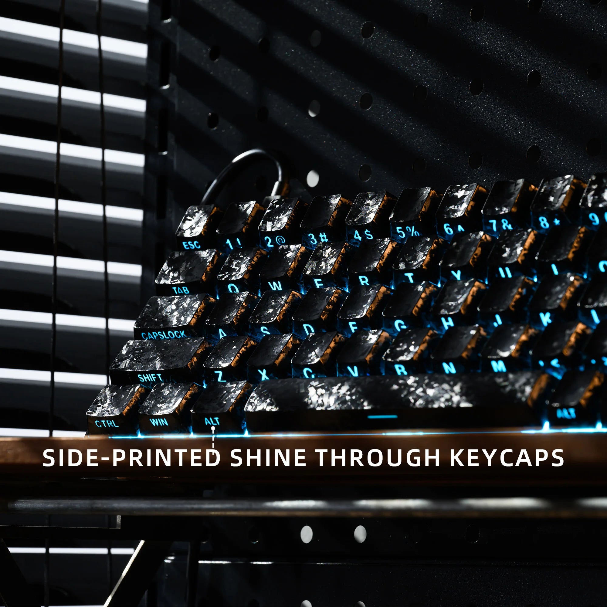 XVX White Forged Carbon Keycaps Side Print PBT Shine Through Key Cap Cherry Profile for 61/68/87/100 Keyboard 140 Keys