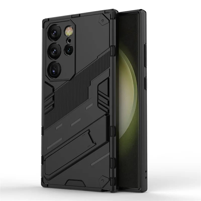 For Samsung Galaxy S24 Ultra Case Punk Armor PC Stand Holder Cases Shockproof TPU Phone Cover Samsung Galaxy S24 Plus S24 Ultra