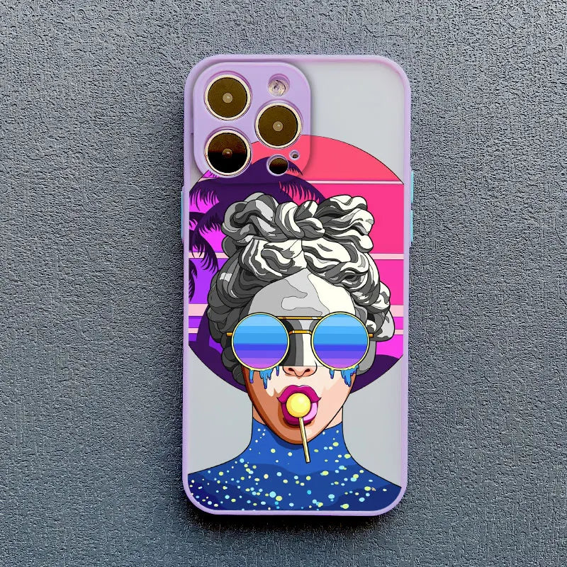 Modern Style Tide Girls Purple Mobile Phone Case for iPhone 15 Plus Pro Max 16 11 12 13 14 Pro Max Mini XS XR X Back Covers
