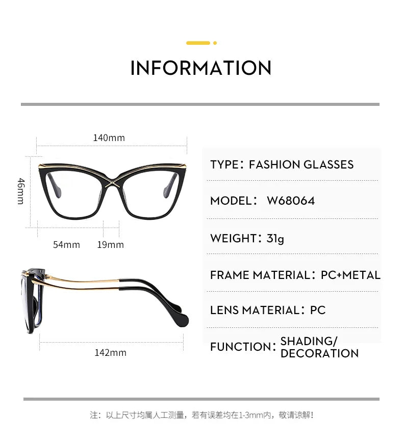 New Fashion Retro Anti Blue Light Cat Eye Glasses For Women Vintage Ladies Clear Computer Reding Eyeglasses Trending Wholesale