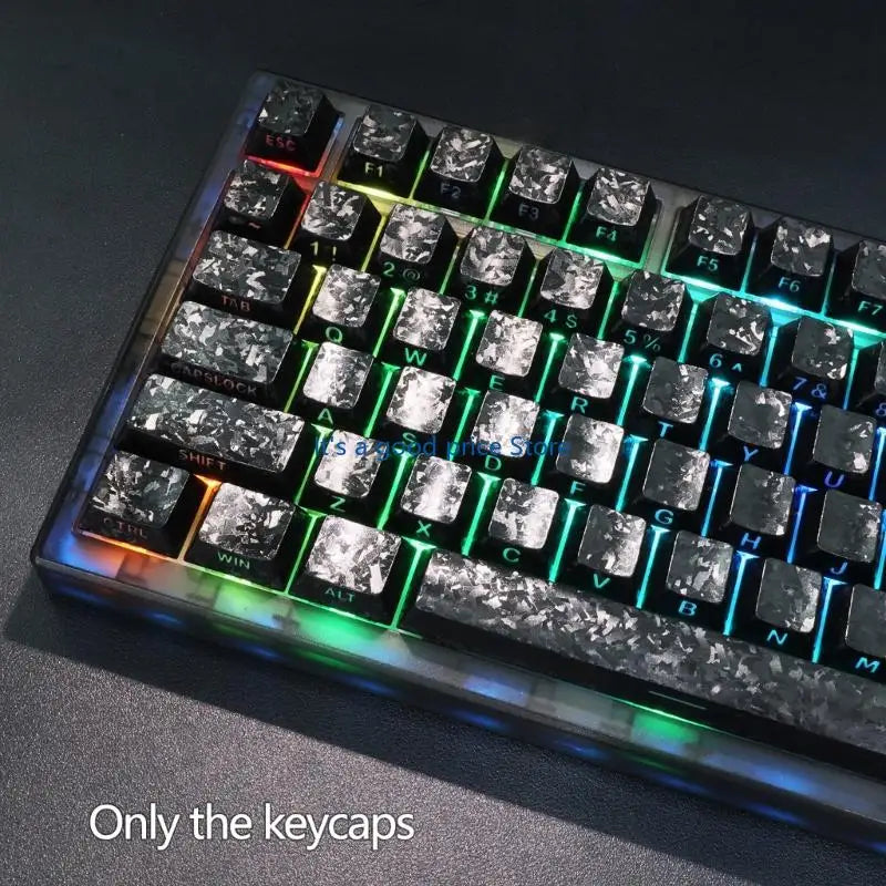 140pcs Keycaps Carbon Fiber Pattern Side Print Backlits for Mechanical Keyboard
