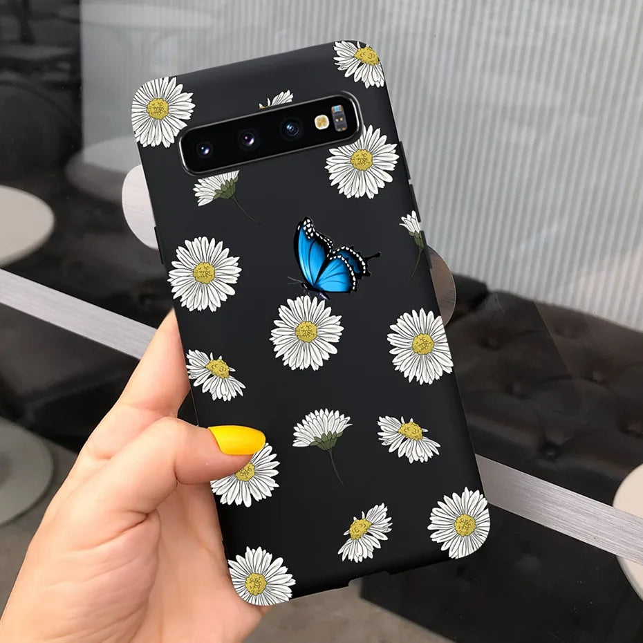 Silicon Case For Samsung Galaxy S10 Plus Phone Cover Samsung S10 S 10 S10e Flower Soft TPU Funda GalaxyS10 10e S10Plus Couqe