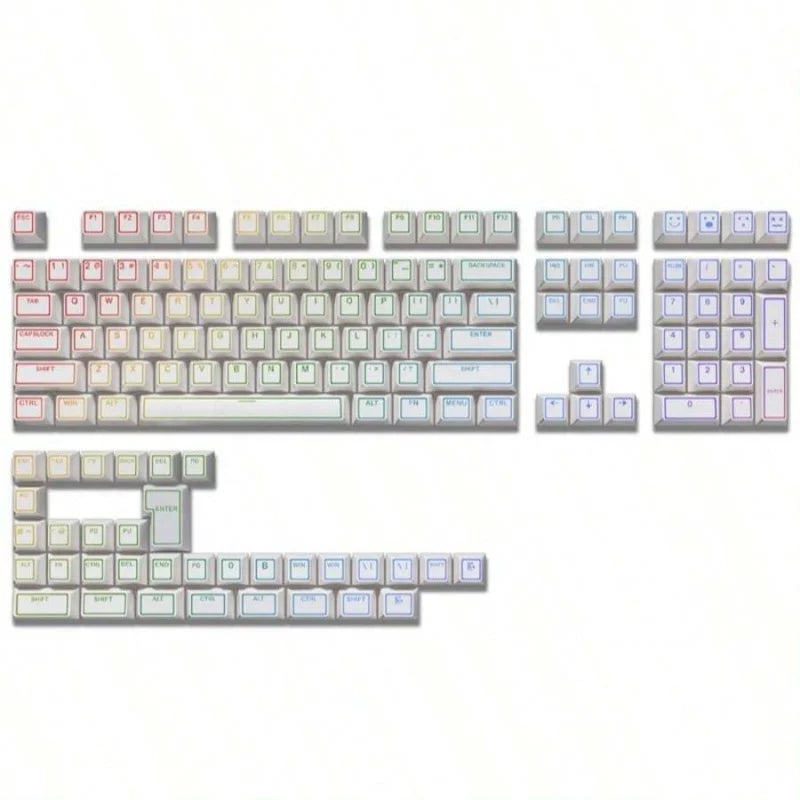 140 Keycaps White Translucent Halo Engraved Frosted Dual-Color PBT Mechanical Keyboard Keycaps