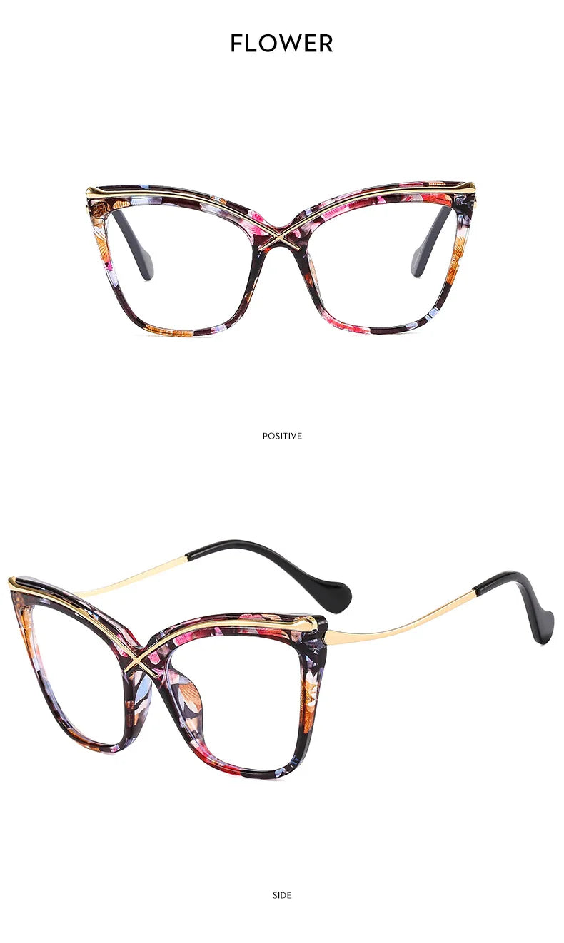 New Fashion Retro Anti Blue Light Cat Eye Glasses For Women Vintage Ladies Clear Computer Reding Eyeglasses Trending Wholesale