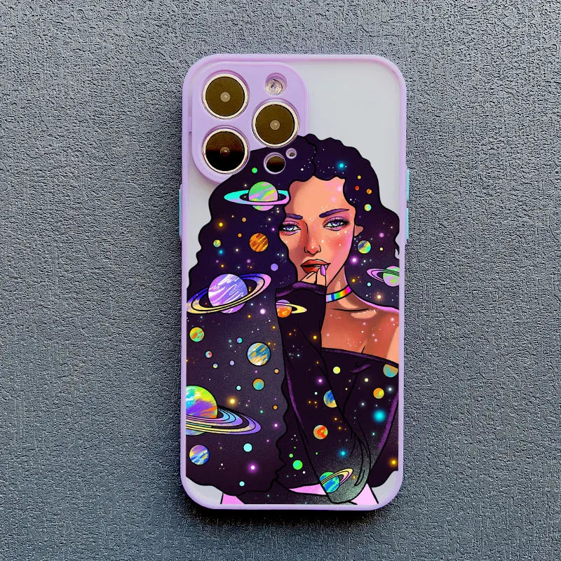 Modern Style Tide Girls Purple Mobile Phone Case for iPhone 15 Plus Pro Max 16 11 12 13 14 Pro Max Mini XS XR X Back Covers