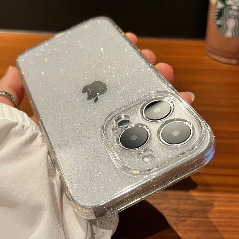 Luxury Glitter Clear Phone Case For iPhone 17 16 15 14 13 12 11 Pro Max Plus Women Girls Sparkle Shockproof Soft Bumper Cover