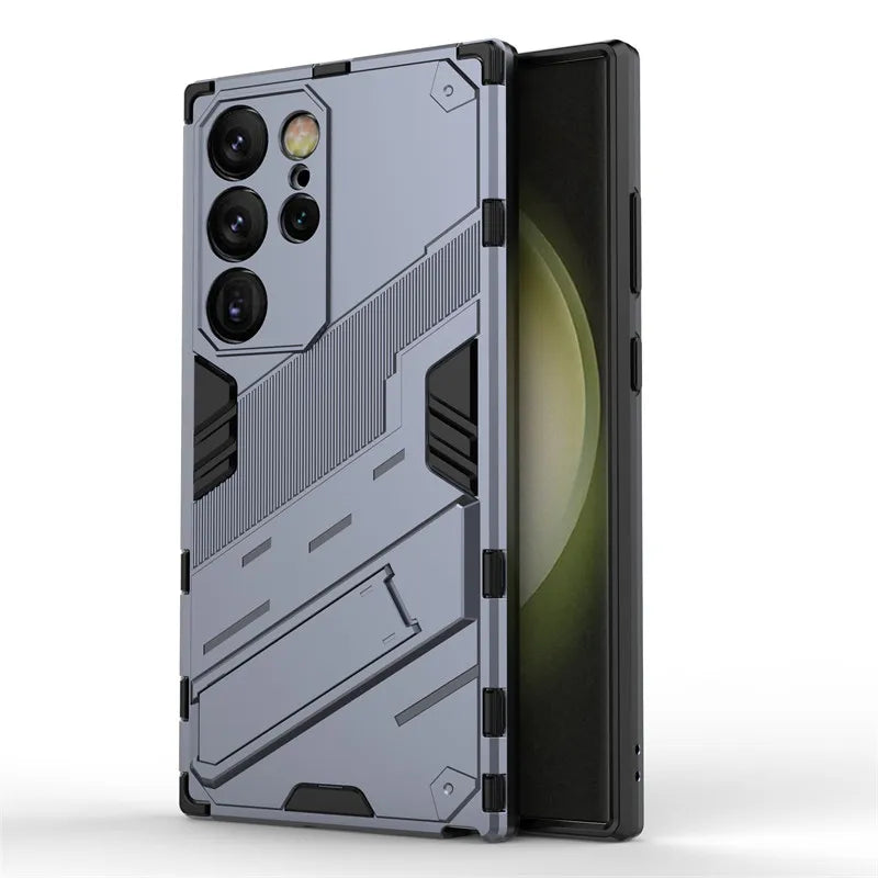 For Samsung Galaxy S24 Ultra Case Punk Armor PC Stand Holder Cases Shockproof TPU Phone Cover Samsung Galaxy S24 Plus S24 Ultra