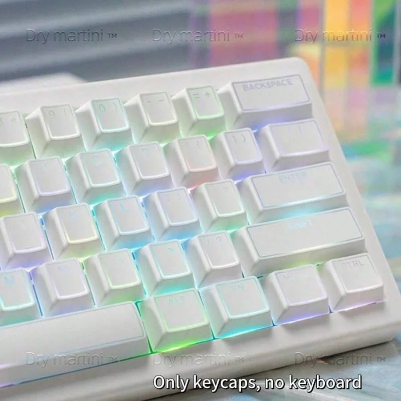 140 Keycaps White Translucent Halo Engraved Frosted Dual-Color PBT Mechanical Keyboard Keycaps