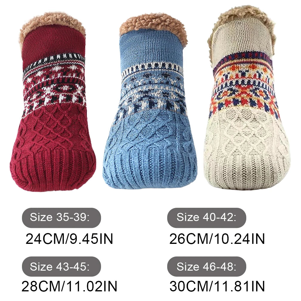 Men Women Winter Indoor Home Slippers Socks Non Slip Thick Thermal Socks Warm Thermal Slipper Socks Soft for Christmas