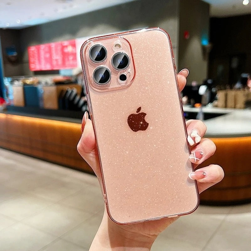 Luxury Glitter Clear Phone Case For iPhone 17 16 15 14 13 12 11 Pro Max Plus Women Girls Sparkle Shockproof Soft Bumper Cover