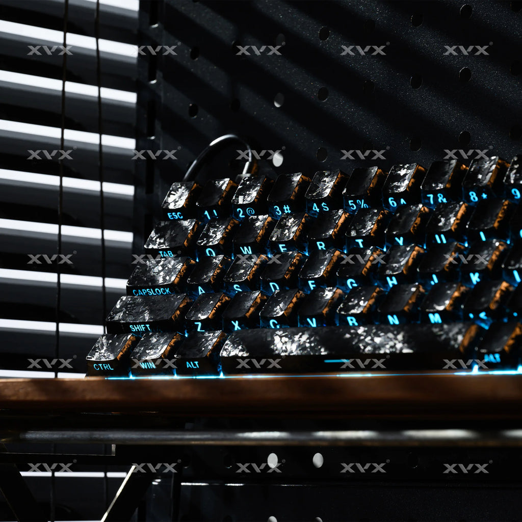 XVX White Forged Carbon Keycaps Side Print PBT Shine Through Key Cap Cherry Profile for 61/68/87/100 Keyboard 140 Keys