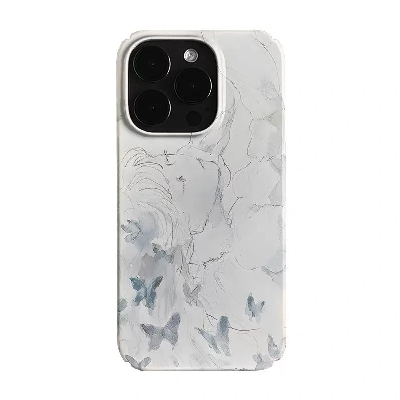 Blue and White Beautiful Butterfly Phone Case for IPHONE 17 Air 16E 15 PROMAX 14Plus 13 12 MINI 11 XR XS MAX Acrylic Phone Cover