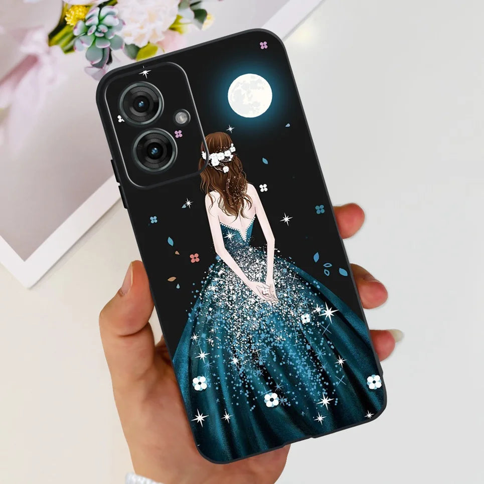 Flower Butterfly Women Fashion Back Cover For Motorola Moto G55 G85 G5 Phone Funda Black Matte Soft TPU Black Silicone