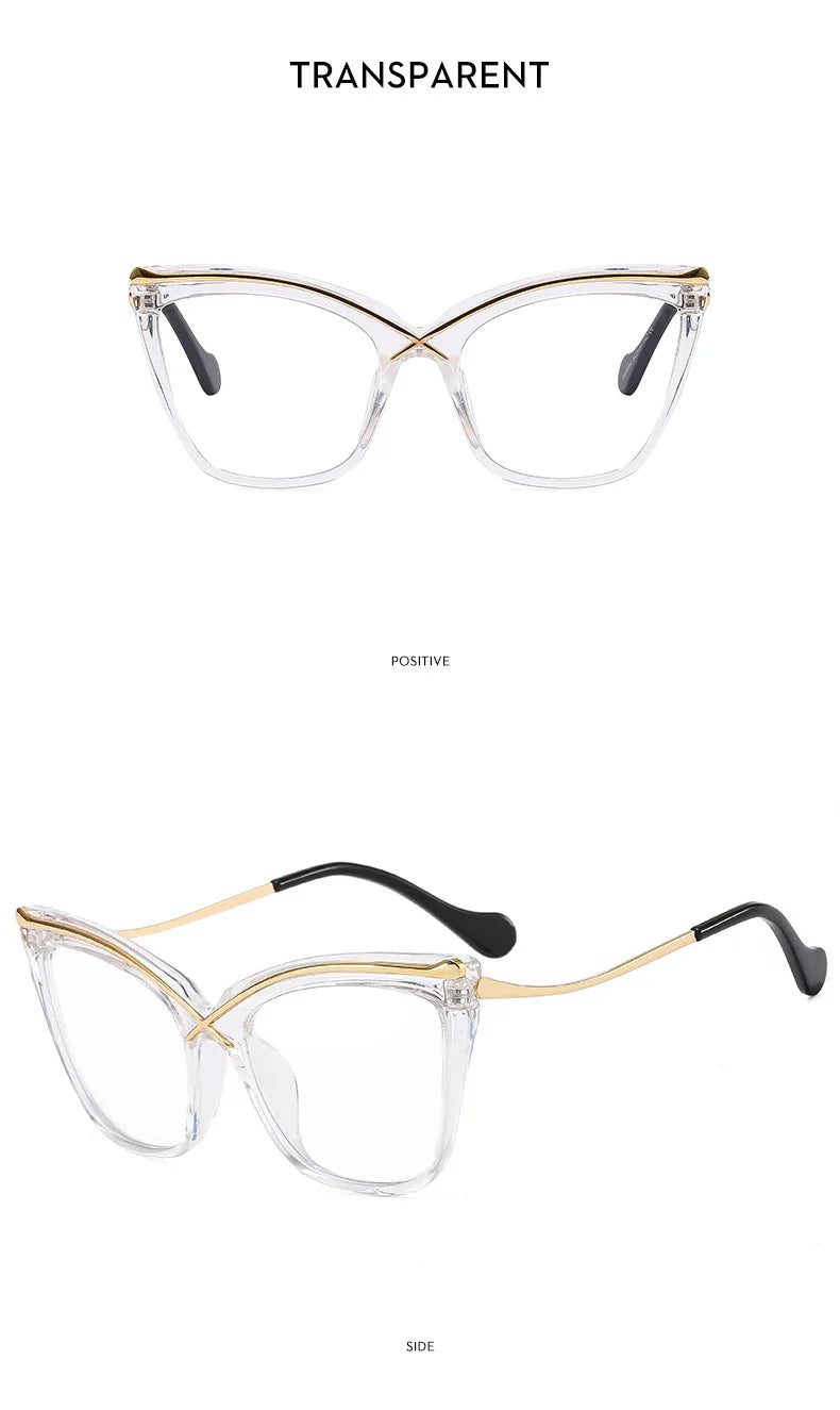 New Fashion Retro Anti Blue Light Cat Eye Glasses For Women Vintage Ladies Clear Computer Reding Eyeglasses Trending Wholesale