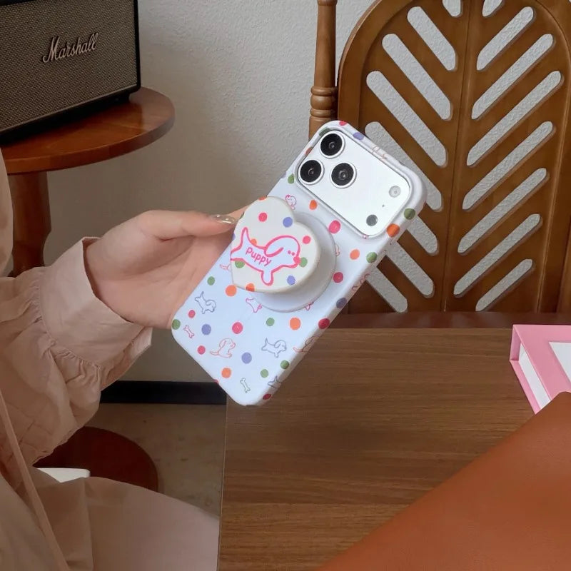Cute Phone Case Design White Protective Hard Shell Cover with Integrated Grip Suitable Girls for iphone 17 17pro 17promax 16 15