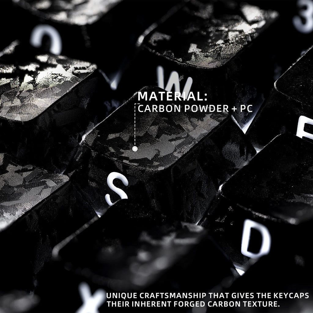 XVX White Forged Carbon Keycaps Side Print PBT Shine Through Key Cap Cherry Profile for 61/68/87/100 Keyboard 140 Keys