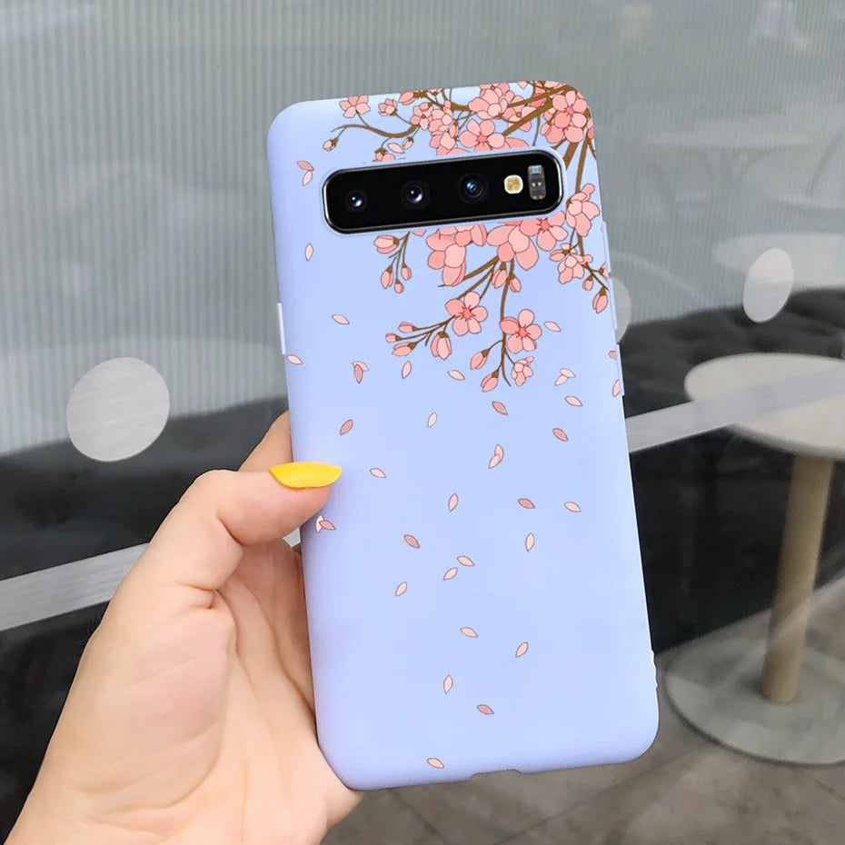 Silicon Case For Samsung Galaxy S10 Plus Phone Cover Samsung S10 S 10 S10e Flower Soft TPU Funda GalaxyS10 10e S10Plus Couqe