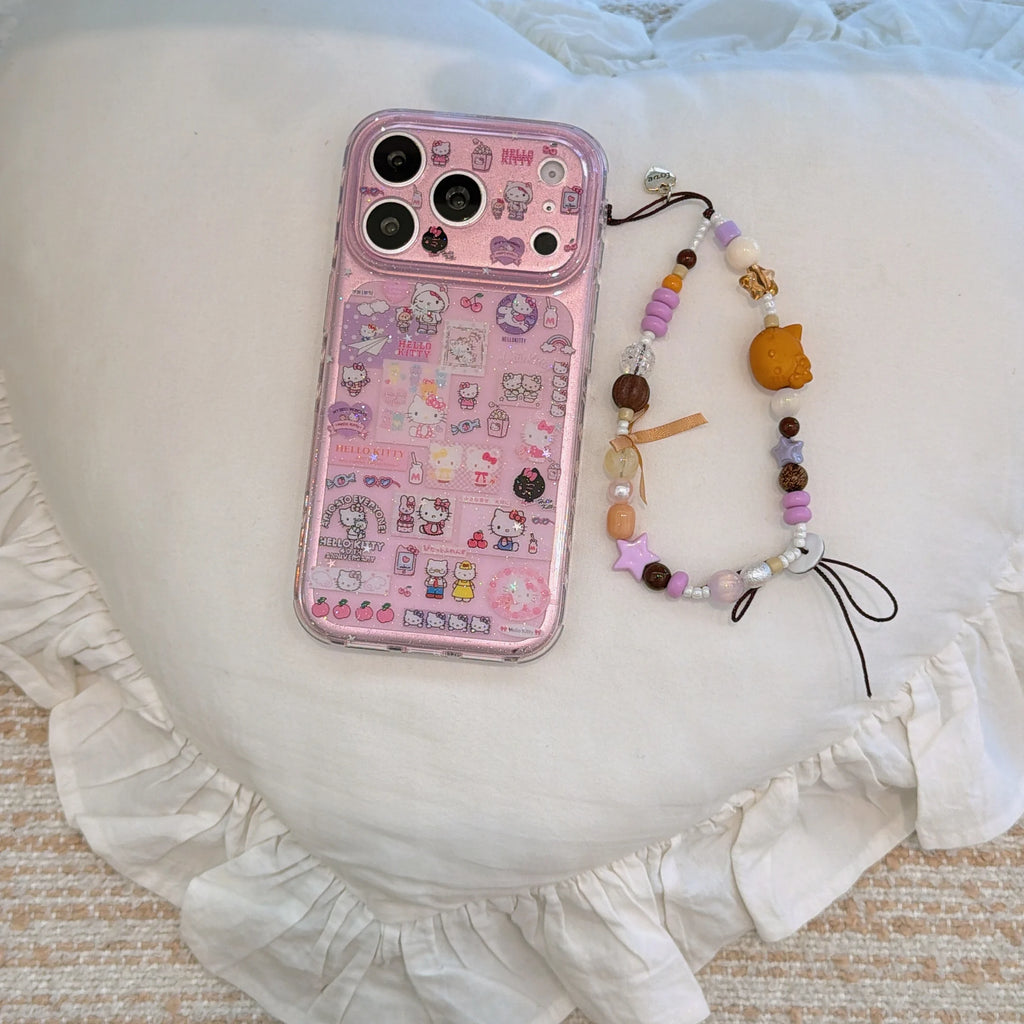 Girls Fashion Cute Cartoon For Hello Kitty Purple Case For iPhone 17 16 15 14 Pro Max Luxury Shockproof Protective Phone Cover