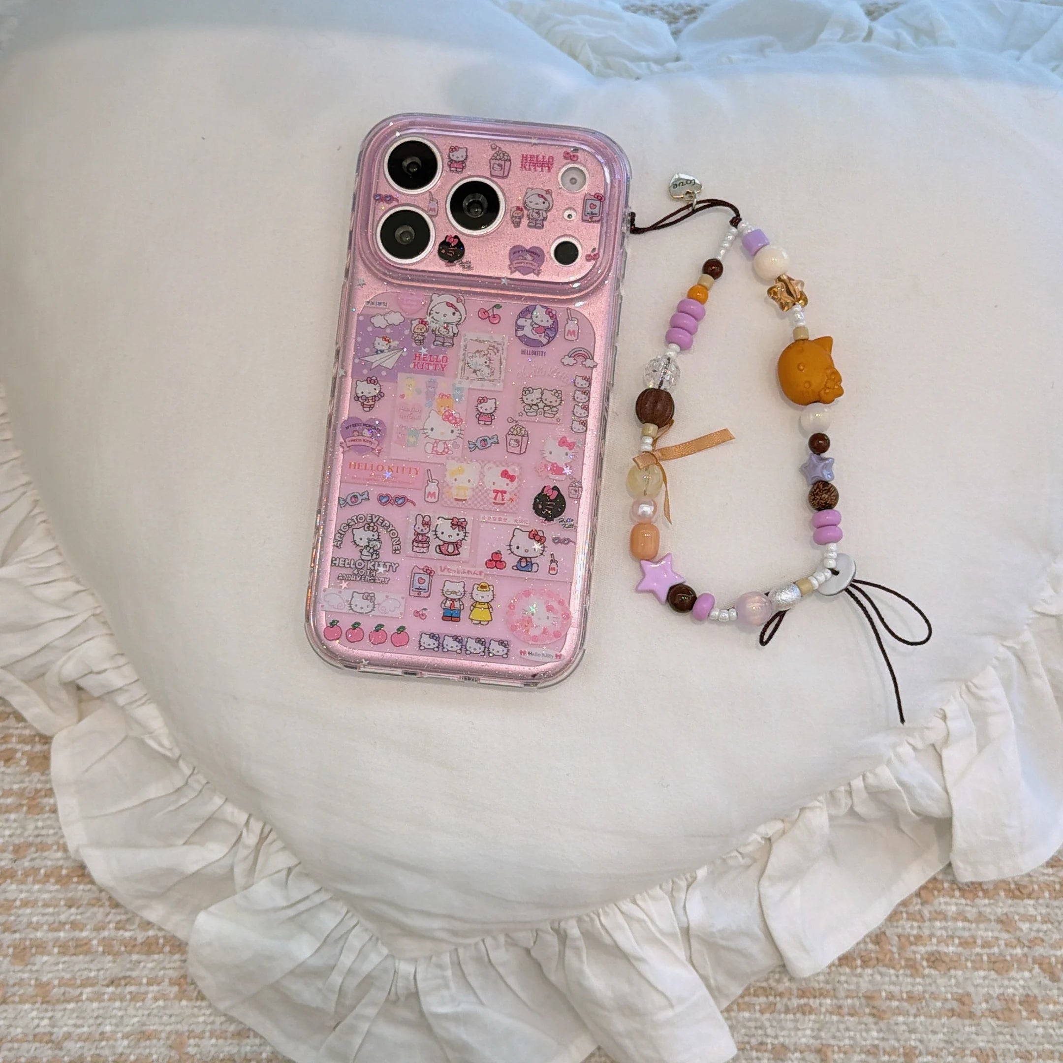 Girls Fashion Cute Cartoon For Hello Kitty Purple Case For iPhone 17 16 15 14 Pro Max Luxury Shockproof Protective Phone Cover