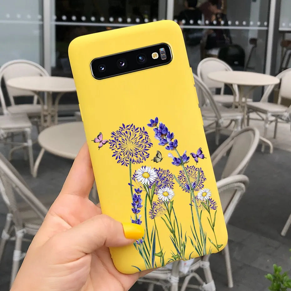 Silicon Case For Samsung Galaxy S10 Plus Phone Cover Samsung S10 S 10 S10e Flower Soft TPU Funda GalaxyS10 10e S10Plus Couqe