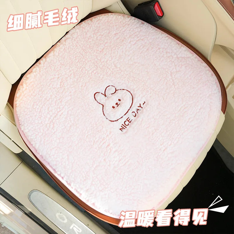 New Polar Fleece Cartoon Car Seat Cushion Pads Winter Warm Anti Slip Auto Seat Cushion Cover Decoration Interior Accessories