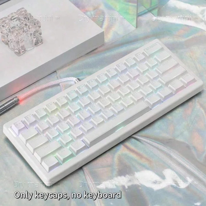 140 Keycaps White Translucent Halo Engraved Frosted Dual-Color PBT Mechanical Keyboard Keycaps