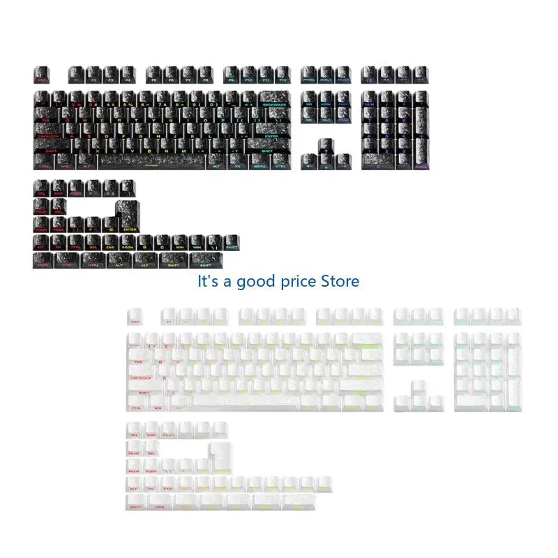 140pcs Keycaps Carbon Fiber Pattern Side Print Backlits for Mechanical Keyboard