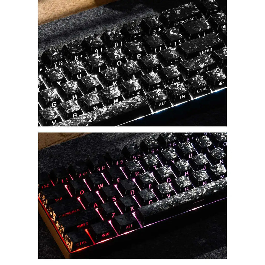 Carbon fiber white ice carbon pattern keycap transparent ev63 keyboard side engraved wootingAce68 keycap