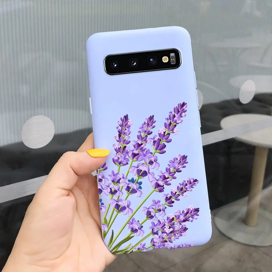 Silicon Case For Samsung Galaxy S10 Plus Phone Cover Samsung S10 S 10 S10e Flower Soft TPU Funda GalaxyS10 10e S10Plus Couqe