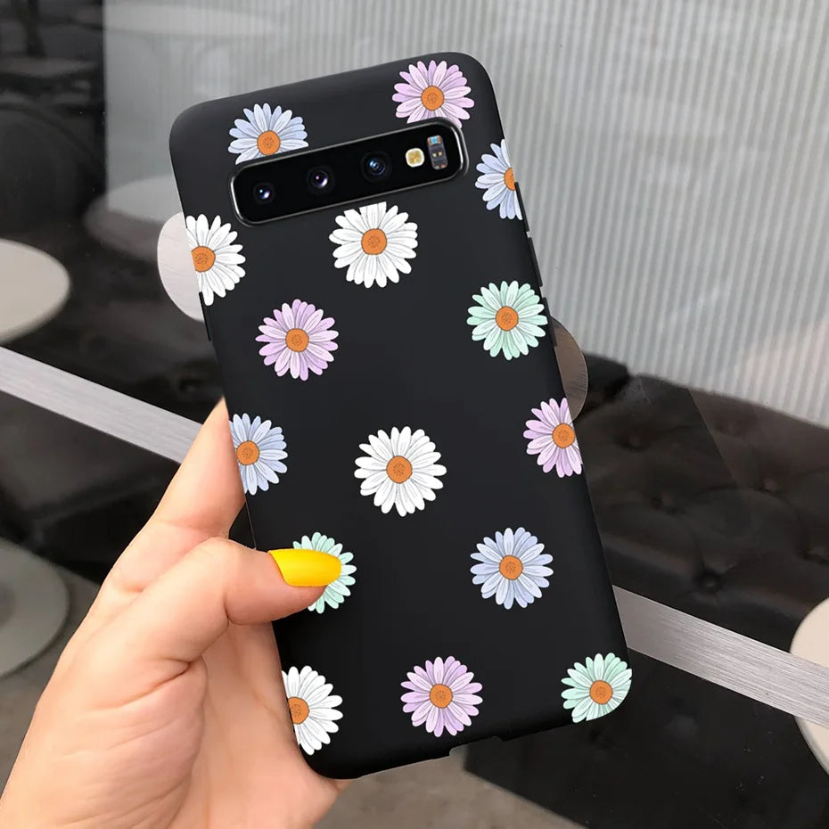 Silicon Case For Samsung Galaxy S10 Plus Phone Cover Samsung S10 S 10 S10e Flower Soft TPU Funda GalaxyS10 10e S10Plus Couqe