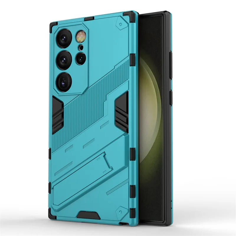 For Samsung Galaxy S24 Ultra Case Punk Armor PC Stand Holder Cases Shockproof TPU Phone Cover Samsung Galaxy S24 Plus S24 Ultra