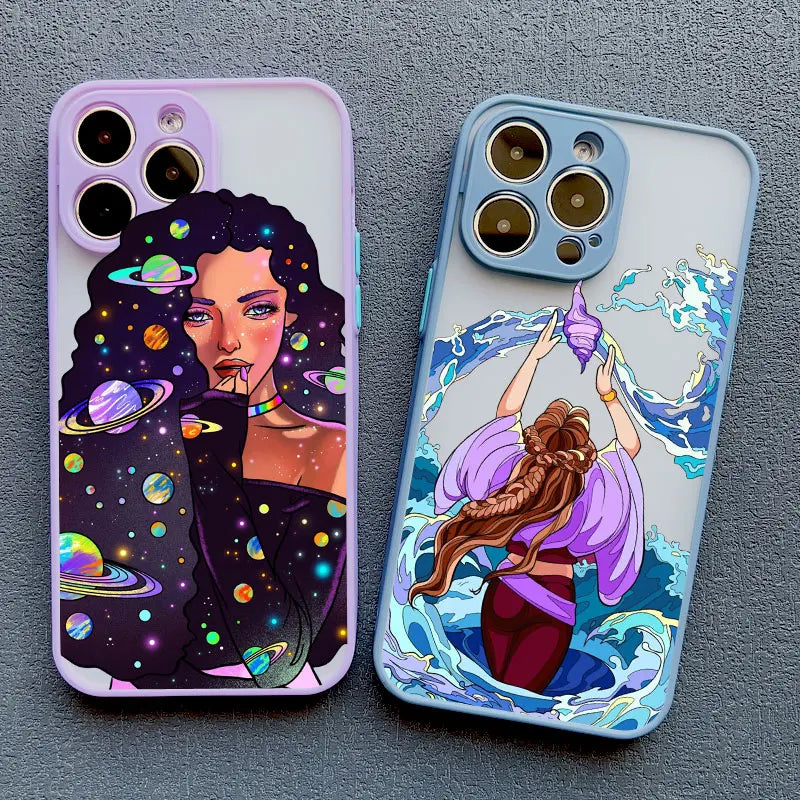 Modern Style Tide Girls Purple Mobile Phone Case for iPhone 15 Plus Pro Max 16 11 12 13 14 Pro Max Mini XS XR X Back Covers