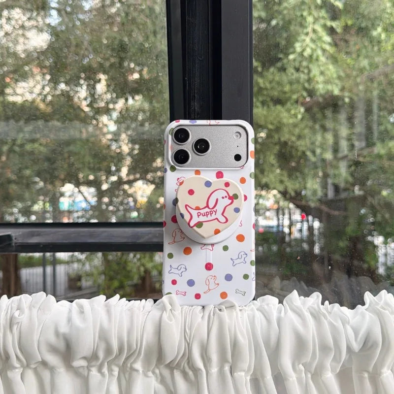Cute Phone Case Design White Protective Hard Shell Cover with Integrated Grip Suitable Girls for iphone 17 17pro 17promax 16 15