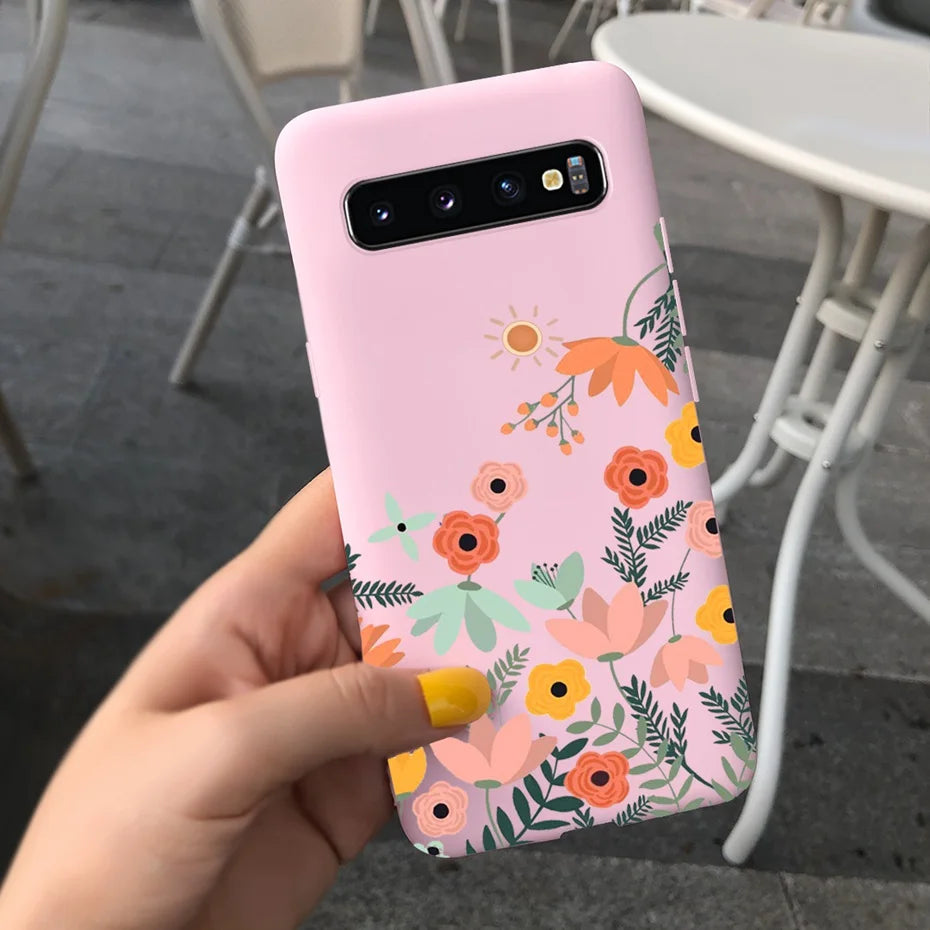 Silicon Case For Samsung Galaxy S10 Plus Phone Cover Samsung S10 S 10 S10e Flower Soft TPU Funda GalaxyS10 10e S10Plus Couqe