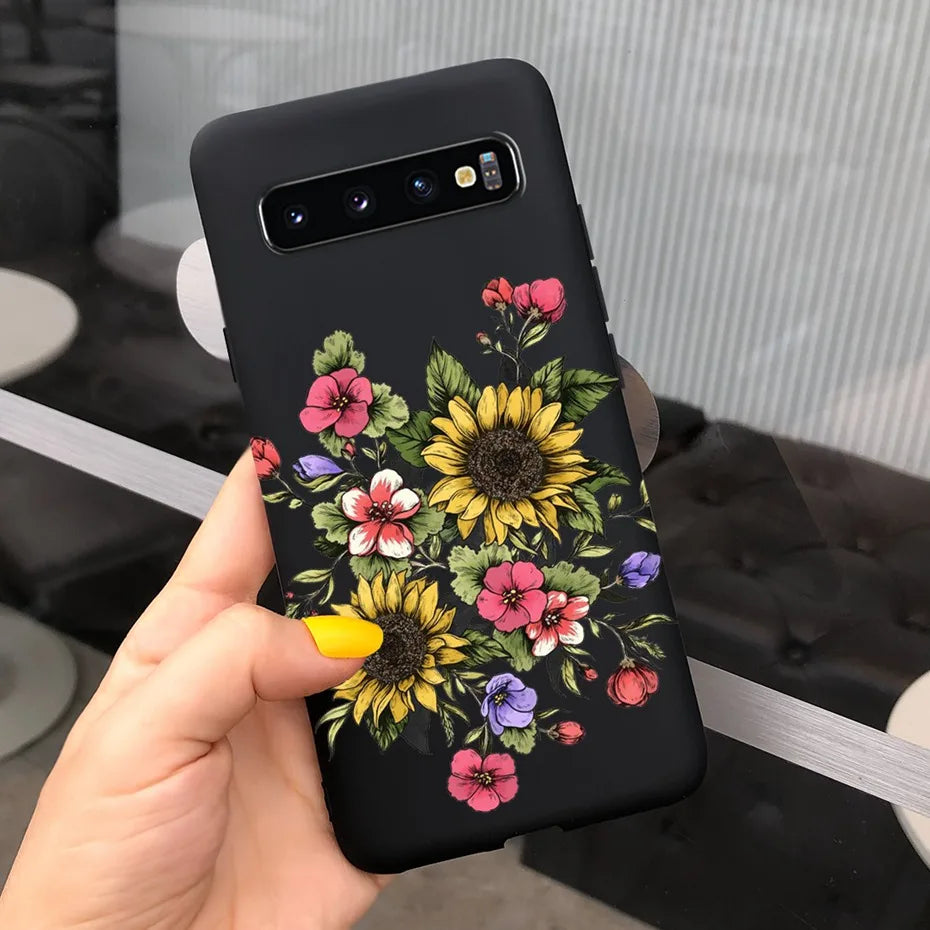 Silicon Case For Samsung Galaxy S10 Plus Phone Cover Samsung S10 S 10 S10e Flower Soft TPU Funda GalaxyS10 10e S10Plus Couqe