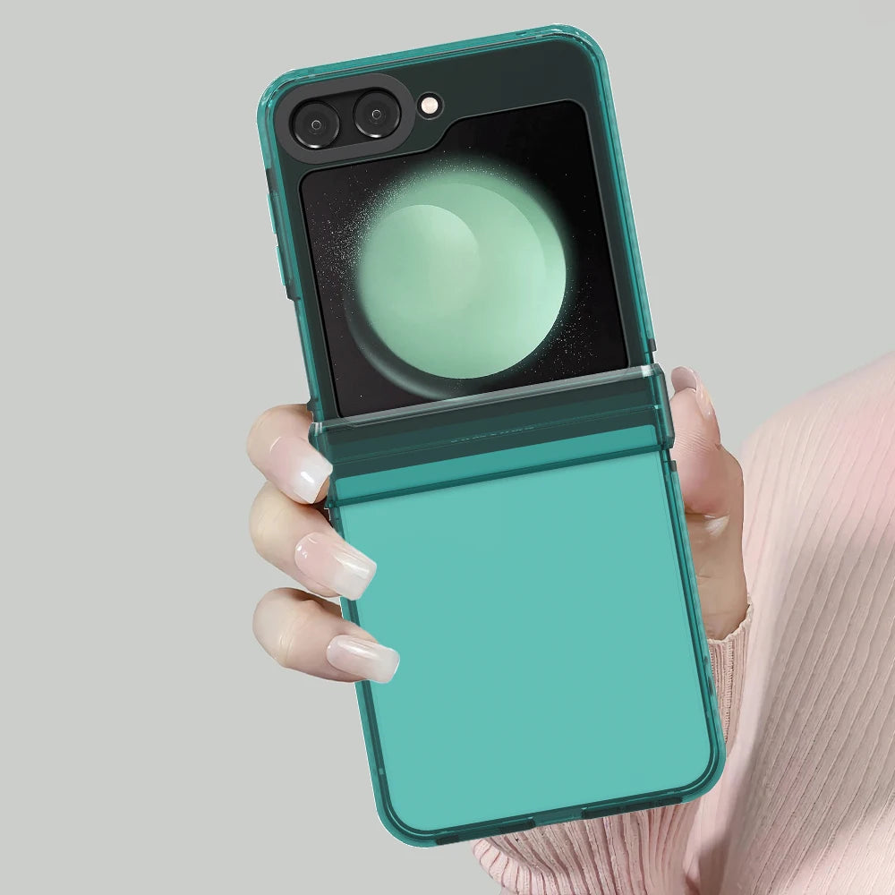 for Galaxy Z Flip 6 Case Pink Green Black with Hinge Protection Soft TPU Shockproof Cover for Women Girls