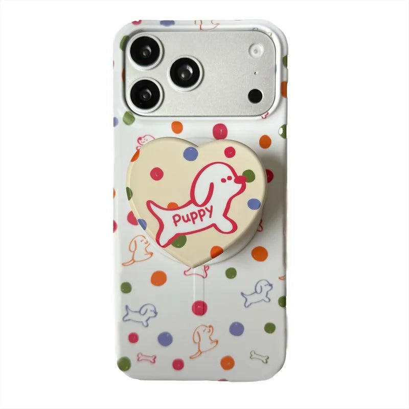 Cute Phone Case Design White Protective Hard Shell Cover with Integrated Grip Suitable Girls for iphone 17 17pro 17promax 16 15