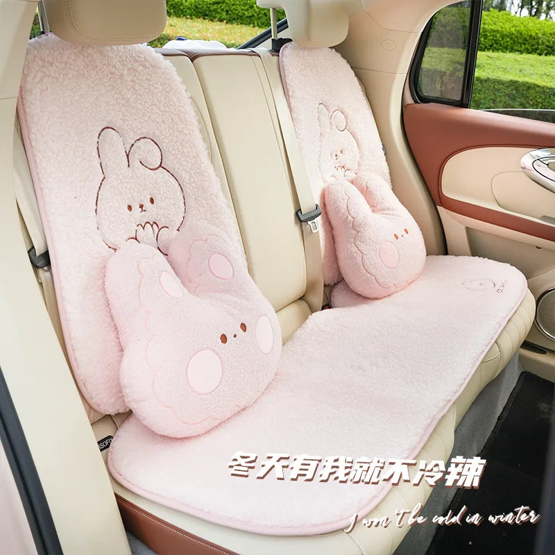 New Polar Fleece Cartoon Car Seat Cushion Pads Winter Warm Anti Slip Auto Seat Cushion Cover Decoration Interior Accessories