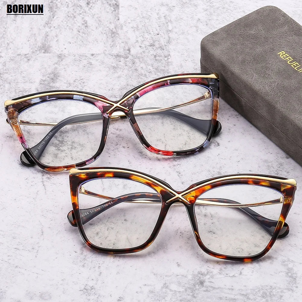 New Fashion Retro Anti Blue Light Cat Eye Glasses For Women Vintage Ladies Clear Computer Reding Eyeglasses Trending Wholesale