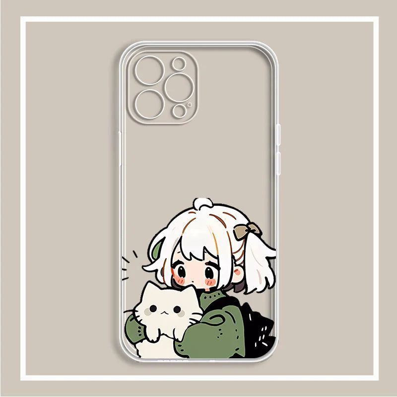 Girls Boys Couple Phone Case For IPhone 13 12 11 14 15 Pro XS MAX 7 8 Plus Mini X XR SE2 Cute Cartoon Cell Phone Cases Covers