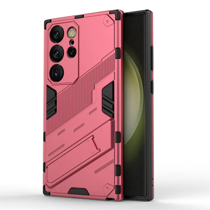 For Samsung Galaxy S24 Ultra Case Punk Armor PC Stand Holder Cases Shockproof TPU Phone Cover Samsung Galaxy S24 Plus S24 Ultra